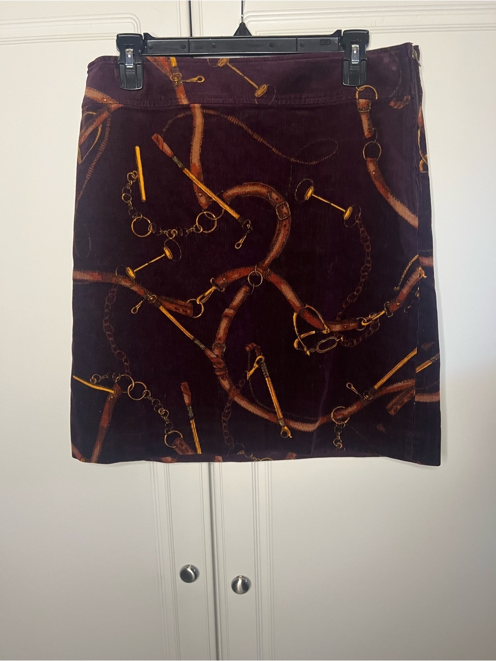 Talbots Equestrian Print Corduroy Skirt - Picture 2 of 15